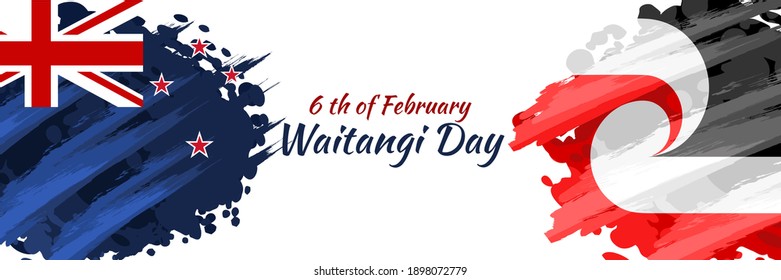 February 6, Happy Waitangi Day (New Zealand National Day) vector illustration. Suitable for greeting card, poster and banner.