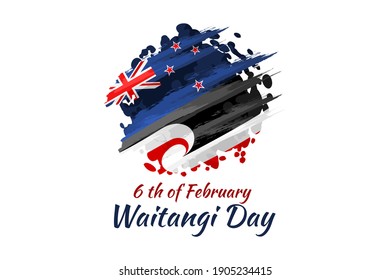 February 6, Happy Waitangi Day (New Zealand National Day) vector illustration. Suitable for greeting card, poster and banner.