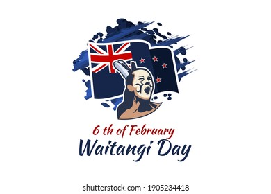 February 6, Happy Waitangi Day (New Zealand National Day) vector illustration. Suitable for greeting card, poster and banner.