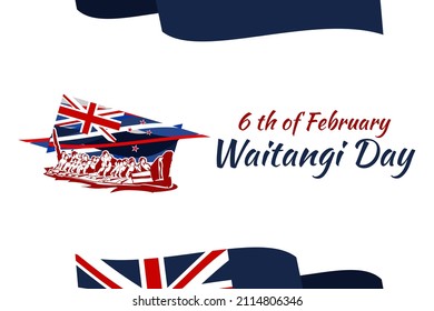 February 6, Happy Waitangi Day (New Zealand National Day) vector illustration. Suitable for greeting card, poster and banner.