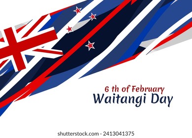 February 6, Happy Waitangi Day (New Zealand National Day) vector illustration. Suitable for greeting card, poster and banner.
