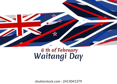 February 6, Happy Waitangi Day (New Zealand National Day) vector illustration. Suitable for greeting card, poster and banner.
