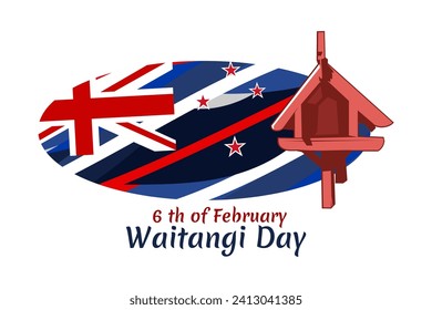 February 6, Happy Waitangi Day (New Zealand National Day) vector illustration. Suitable for greeting card, poster and banner.
