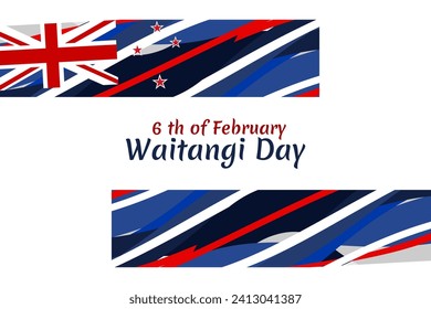 6 de febrero, Feliz Día Waitangi (Día Nacional de Nueva Zelanda) ilustración vectorial. Adecuado para tarjetas de felicitación, afiches y banner.
