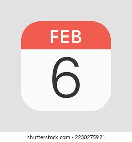 February 6 icon isolated on background. Calendar symbol modern, simple, vector, icon for website design, mobile app, ui. Vector Illustration