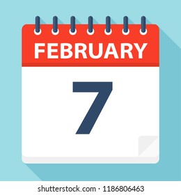 February 7 - Calendar Icon - Vector Illustration