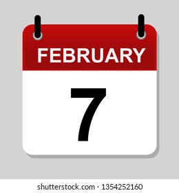 February 7 , calendar icon vector illustration 