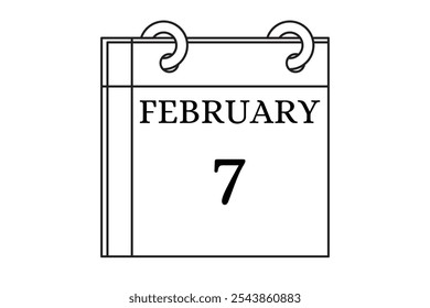 February - 7 Calendar Icon. Calendar Icon with white background. Flat style. Date, day and month.