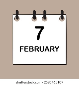 February 7. Daily Calendar icon for design. Simple design for business brochure, flyer, print media, advertisement. Easily editable.