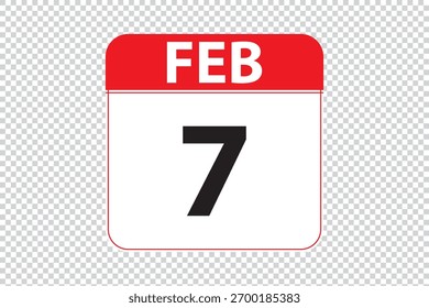 February 7 dates calendar icon. simple and modern calendar icon on white background.
