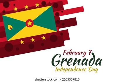 7 de febrero, Ilustración vectorial del Día de la Independencia de Granada. Adecuado para tarjetas de felicitación, afiches y banner. 