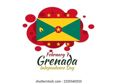 7 de febrero, Ilustración vectorial del Día de la Independencia de Granada. Adecuado para tarjetas de felicitación, afiches y banner. 