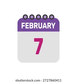 7. Februar Icon Vektor beginnt mit bunten Kalenderseite