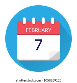 February 7. Vector flat daily calendar icon. Date and time, day, month. Holiday. Season.