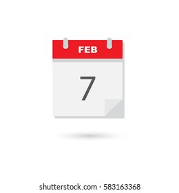 February 7, Vector flat daily calendar icon