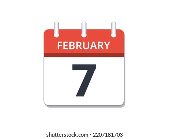 February, 7th calendar icon vector, concept of schedule, business and tasks
