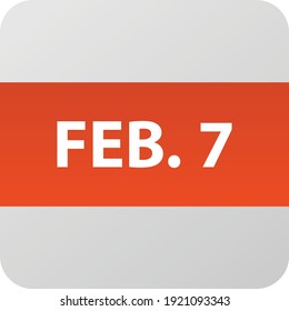 February 7th date icon, single day vector illustration modern flat style. Calendar element for web design, schedule, planner, organizer. 