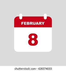 FEBRUARY 8 calendar Icon.