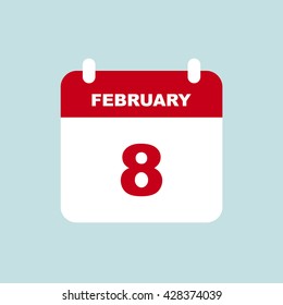 FEBRUARY 8 calendar Icon.