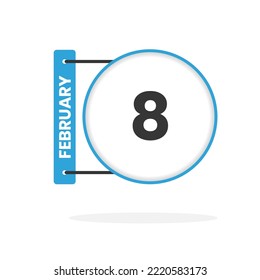 8. Februar Kalendersymbol. Datum, Monat Kalendersymbol, Vektorgrafik