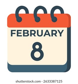 February 8 calendar vector on white background
Vector calendar with date