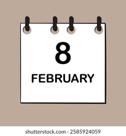 February 8. Daily Calendar icon for design. Simple design for business brochure, flyer, print media, advertisement. Easily editable.