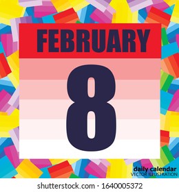 February 8 icon. For planning important day. Banner for holidays and special days. February 8th.  Illustration.