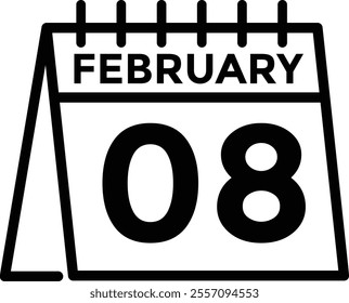 February 8 on calendar icon vector. Calendar vector icon. Deadline. Date. 