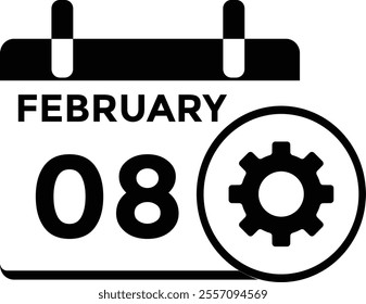 February 8 on calendar icon vector. Calendar vector icon. Deadline. Date. 