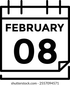 February 8 on calendar icon vector. Calendar vector icon. Deadline. Date. 
