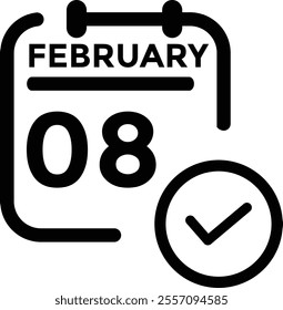 February 8 on calendar icon vector. Calendar vector icon. Deadline. Date. 