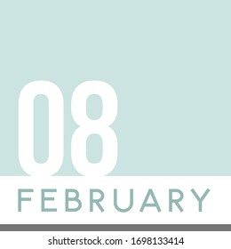 February 8th Minimal Calendar Neutral Color. Vector illustration
