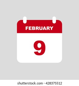FEBRUARY 9 calendar Icon.