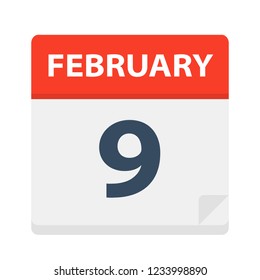 February 9 - Calendar Icon - Vector Illustration
