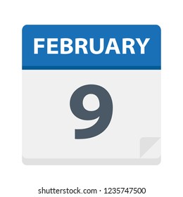 February 9 - Calendar Icon - Vector Illustration