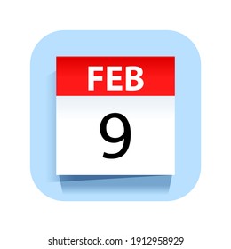 February 9. Calendar Icon. Vector Illustration.