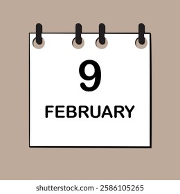 February 9. Daily Calendar icon for design. Simple design for business brochure, flyer, print media, advertisement. Easily editable.
