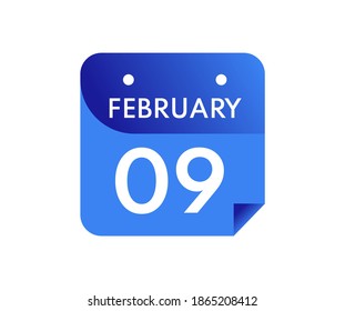 9 de febrero Fecha en un calendario de un solo día en estilo plano, 9 de febrero icono del calendario