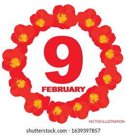 February 9 icon. For planning important day. Banner for holidays and special days. Vector illustration.