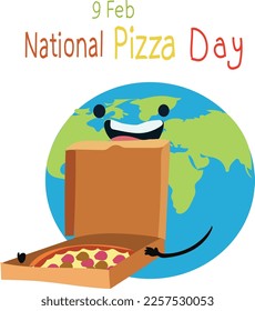 February 9 is National Pizza Day Vector illustration.
