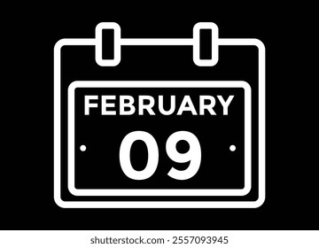 February 9 on calendar icon vector. Calendar vector icon. Deadline. Date. 
