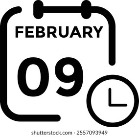 February 9 on calendar icon vector. Calendar vector icon. Deadline. Date. 
