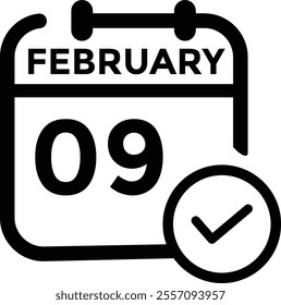 February 9 on calendar icon vector. Calendar vector icon. Deadline. Date. 
