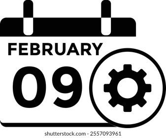 February 9 on calendar icon vector. Calendar vector icon. Deadline. Date. 
