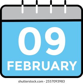 February 9 on calendar icon vector. Calendar vector icon. Deadline. Date. 

