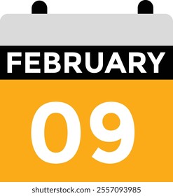 February 9 on calendar icon vector. Calendar vector icon. Deadline. Date. 
