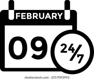 February 9 on calendar icon vector. Calendar vector icon. Deadline. Date. 
