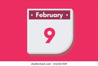 February 9th calendar icon. Day 9 of month. Vector illustration.