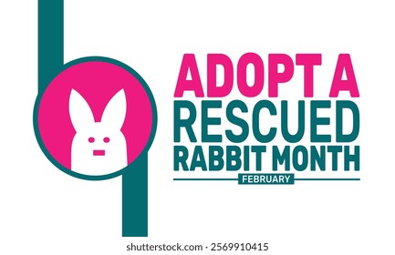 February is Adopt a Rescued Rabbit Month background template. Perfect for banners, cards, posters, and social media . Vector design with text inscription and classic color for a professional look