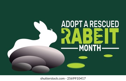 February is Adopt a Rescued Rabbit Month background template. Perfect for banners, cards, posters, and social media . Vector design with text inscription and classic color for a professional look